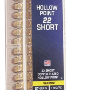 CCI 0028 VNT Rimfire 22Short 27gr Copper Plated Hollow Point 100 Per Box/50 Case
