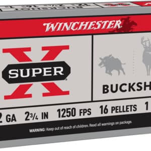 Winchester Ammo XB121 Super X  12Gauge 2.75" 1Buck Shot 5 Per Box/50 Case