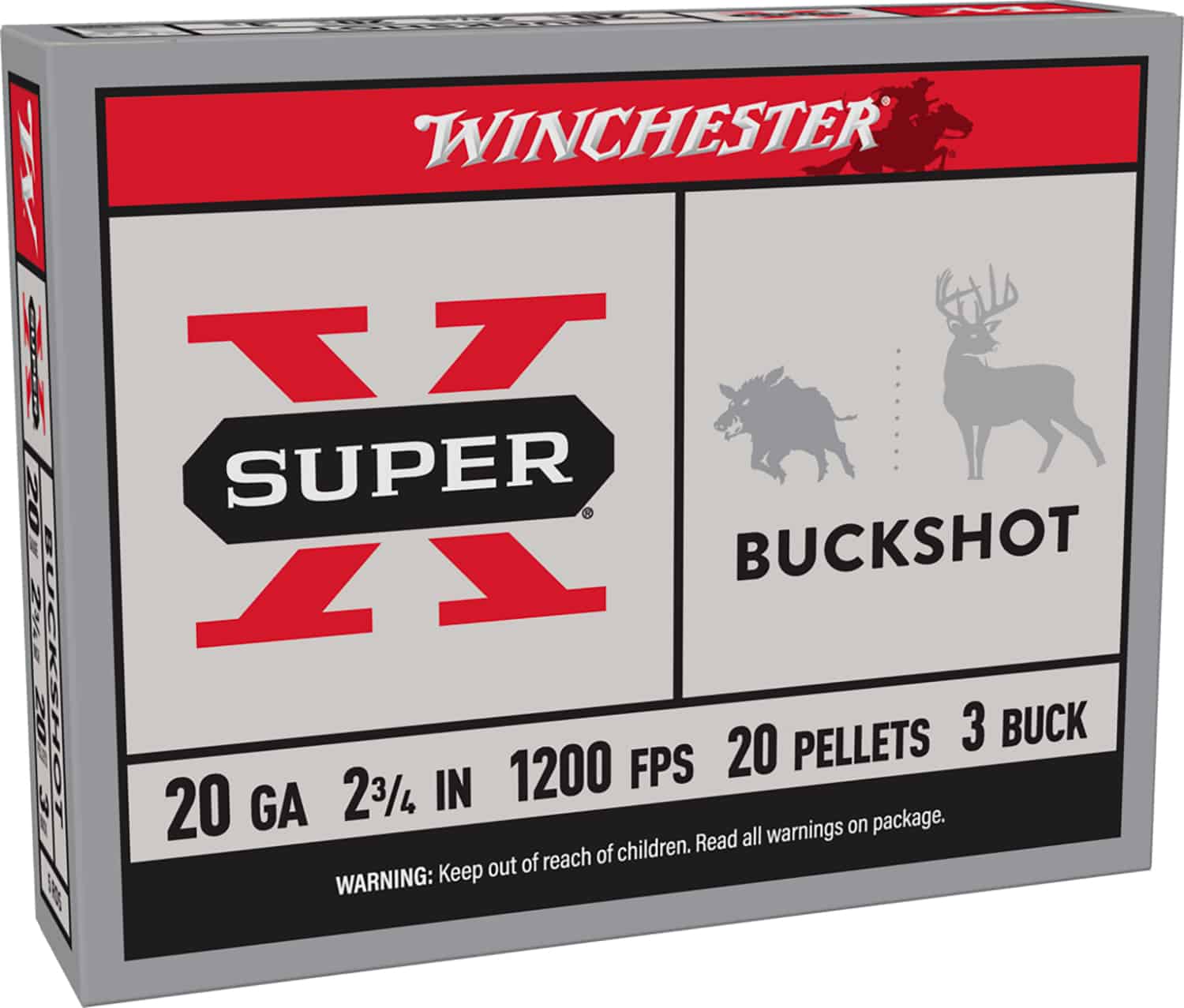 Winchester Ammo XB203 Super X 20Gauge 2.75" 20Pellets 3Buck Shot 5 Per Box/50 Case