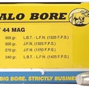 Buffalo Bore Ammunition 4D20 Heavy Strictly Business 44Rem Mag +P+ 340gr Lead Flat Nose 20 Per Box/12 Case