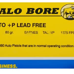 Buffalo Bore Ammunition 27H20 Buffalo-Barnes Strictly Business 380ACP +P 80gr Barnes TAC-XP Lead Free 20 Per Box/12 Case