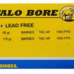 Buffalo Bore Ammunition 24G20 Buffalo-Barnes Strictly Business 9mmLuger +P+ 95gr Barnes TAC-XP Lead Free 20 Per Box/12 Case