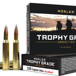 Nosler 49323 Trophy Grade 338LapuaMag 300gr Nosler AccuBond 20 Per Box/10 Case