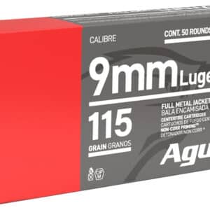 Aguila 1E097704 9mm Luger 115gr Full Metal Jacket 50 Per Box/20 Case