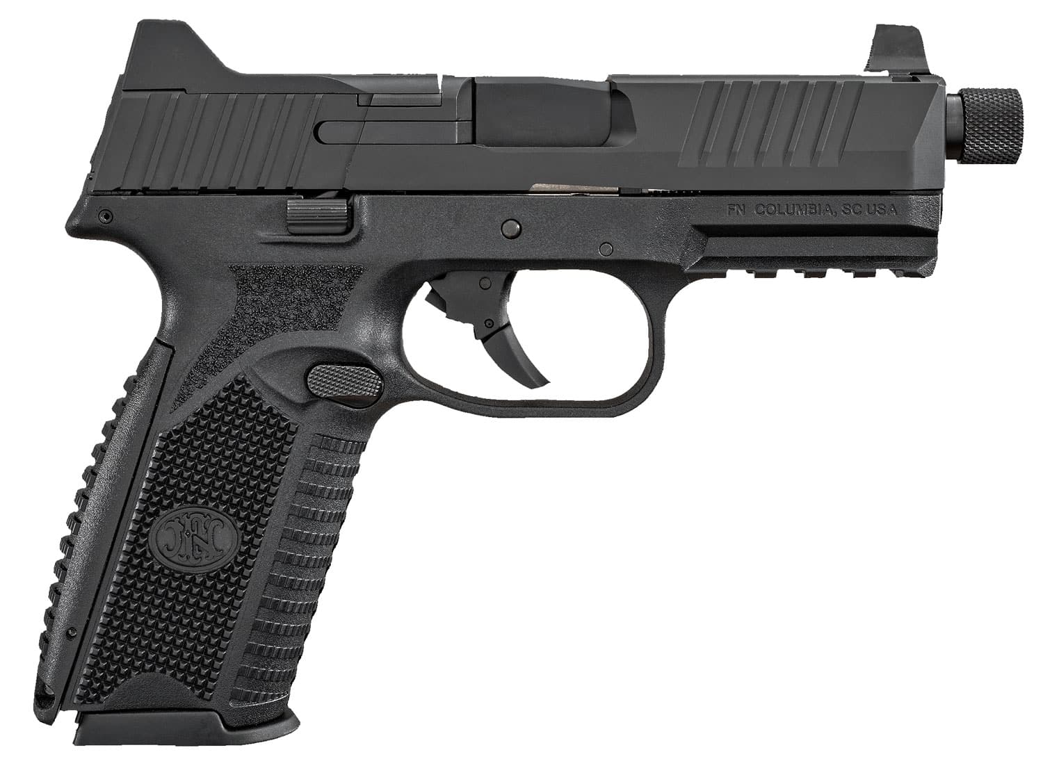 FN 66100375 509T 9mm Luger 17+1/24+1, 4.50" Black Steel Threaded Barrel, Matte Black Optic Ready/Serrated Stainless Steel Slide, Matte Black Polymer Frame w/Picatinny Rail