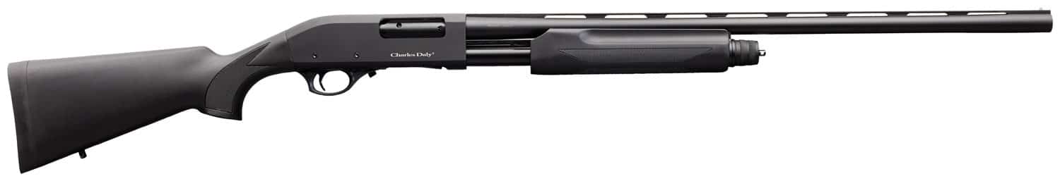 Charles Daly 930198 301 Full Size 12 Gauge Pump 3" 4+1 28" Black Vent Rib Barrel, Matte Black Aluminum Grooved Receiver, Fixed Black Synthetic Stock, Beretta/Benelli Mobil Choke Tube System