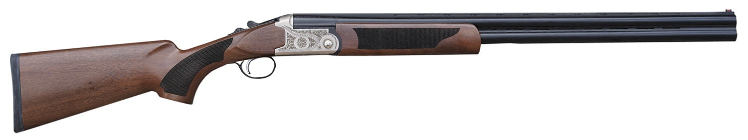 Pointer KAR1228 Acrius Full Size 12 Gauge Break Open 3" 2rd 28" Black Over/Under Vent Rib Barrel, Nickel Steel Laser Etched Receiver, Fixed Turkish Walnut Stock, Ambidextrous
