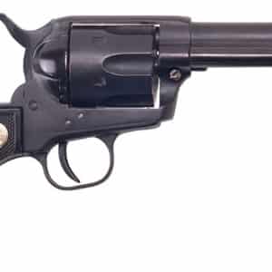 Cimarron ASPLINK1 Plinkerton  22 LR 6 Shot 4.75" Matte Black Steel Barrel, Frame & Cylinder, Black Checkered Plastic w/Medallion Grip, Exposed Hammer