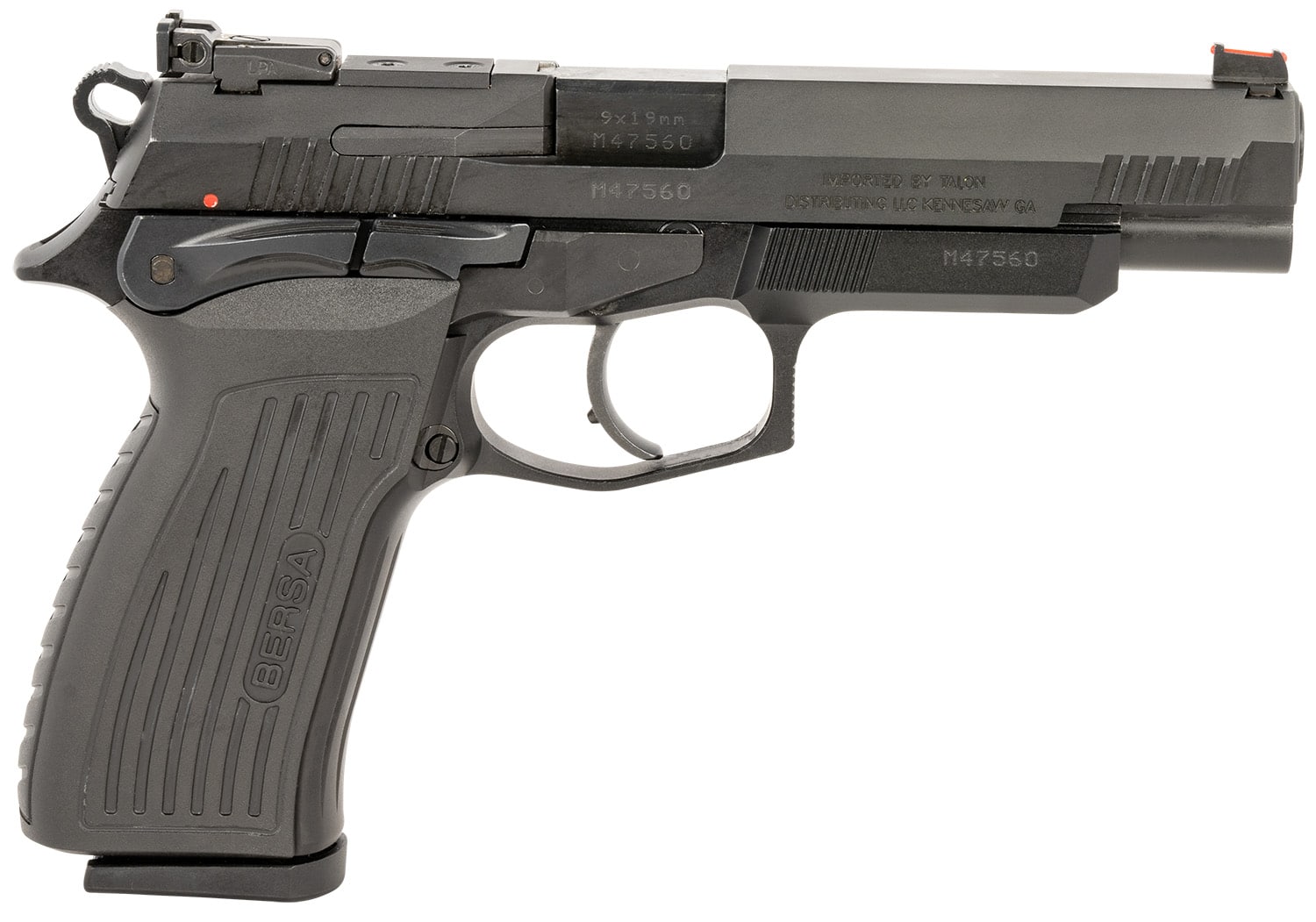 Bersa TPR9XT TPR XT Full Size Frame 9mm Luger 17+1, 4.96" Black Steel Barrel, Matte Black Serrated Steel Slide & Aluminum Frame, Ambidextrous
