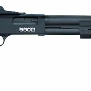 Mossberg 51602 590S Full Size 12 Gauge Pump 3" 13+1 20" Matte Blued Steel Barrel, Black Anodized Engraved Stainless Steel Receiver, Black Synthetic Stock, Right Hand, Accu-Choke