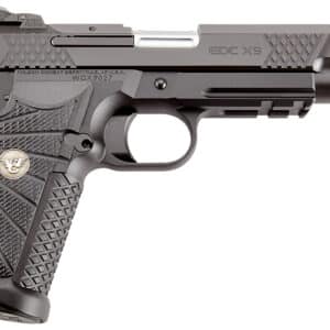 Wilson Combat EDCXLPR9A EDC X9L 9mm Luger 15+1 5" Black DLC Serrated Stainless Steel Slide, Black Aluminum Frame w/Beavertail & Picatinny Rail, Black G10 Starburst Grip