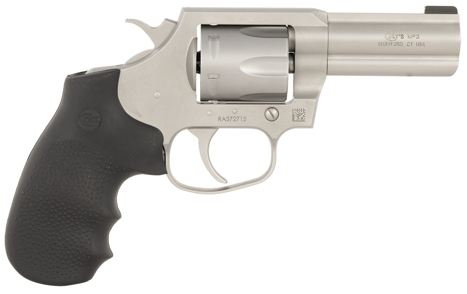 Colt Mfg KCOBRASM3BB King Cobra Small 357 Mag 6 Shot 3" Matte Stainless Steel Barrel, Cylinder Frame, Black Hogue Overmolded Grips, Exposed Hammer