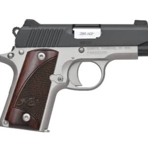 Kimber Mfg.,inc 3300206 Micro Two-Tone NS 380 ACP 7+1 2.75" Matte Black Stainless Steel Slide Brush Polished Checkered Rosewood Grip