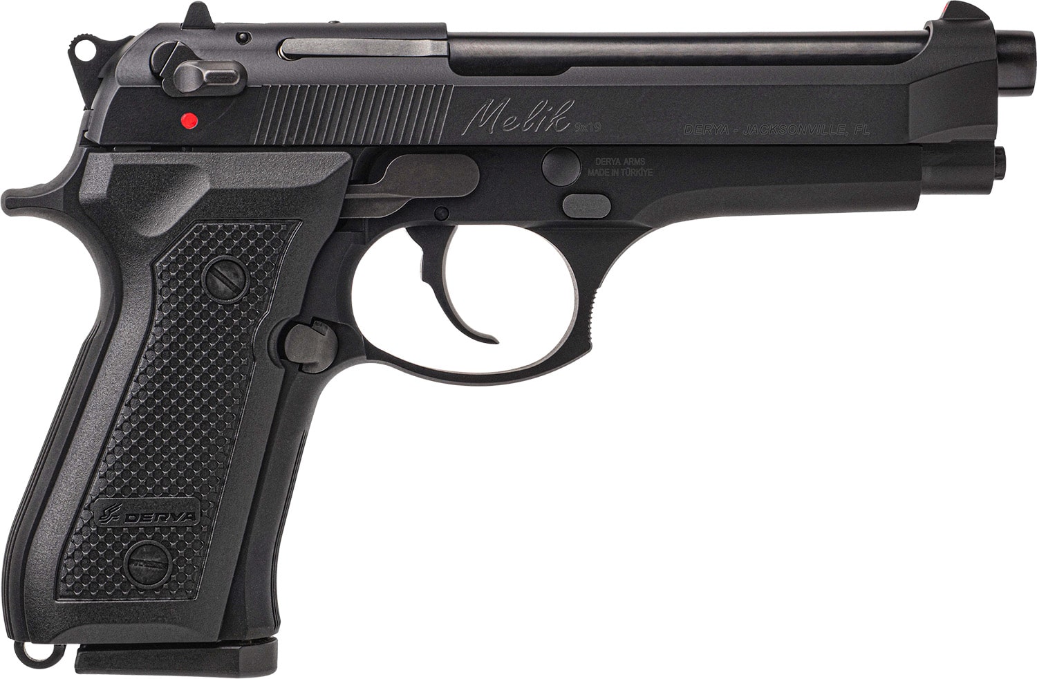 Derya Firearms 15LMELIK9TR Melik 9mm Luger 15+1 4.90" Black Melonite Steel Barrel, Black Melonite Serrated Steel Slide, Black Aluminum Frame, Black Polymer Grip