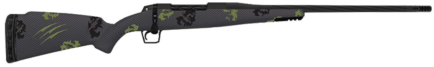 Fierce Firearms TWROG7PRC24BF Twisted Rogue 7mm PRC 24" Black Cerakote Steel Threaded Barrel, Black Cerakote Drilled & Tapped Steel Receiver, LR Negative Comb Forest Camo Carbon Fiber Stock