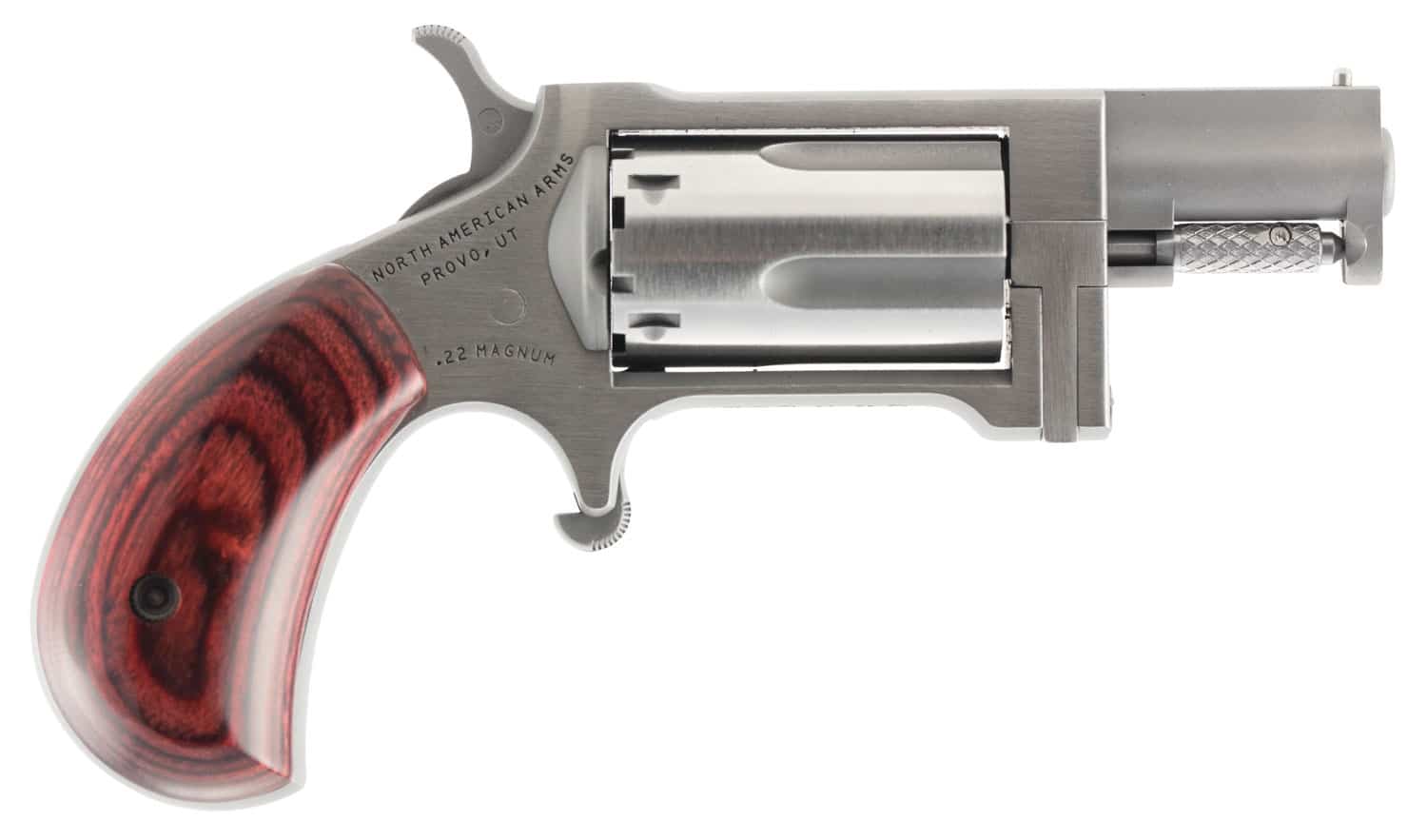 North American Arms SW Sidewinder 22 WMR 5 Shot 1.50" Stainless Steel Barrel, Frame & Cylinder, Rosewood Birdshead Grip Exposed Hammer