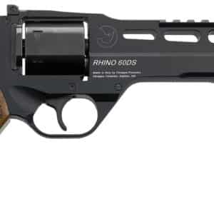 Chiappa Firearms 340167 Rhino 60DS Large Frame 9mm Luger 6 Shot, 6" Black Anodized Steel Vent Rib Barrel & Cylinder, Black Anodized Aluminum Frame, Walnut Grip, Concealed Hammer