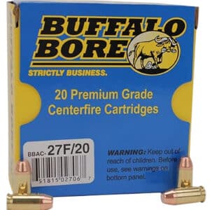 Buffalo Bore Ammunition 27F20 Standard Pressure Strictly Business 380ACP 95gr Full Metal Jacket Flat Nose 20 Per Box/12 Case