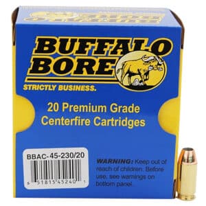 Buffalo Bore Ammunition 4523020 Personal Defense Strictly Business 45ACP +P 230gr Jacket Hollow Point 20 Per Box/12 Case