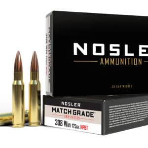 Nosler 60072 Match Grade 308Win 175gr Custom Competition Hollow Point Boat Tail 20 Per Box/10 Case