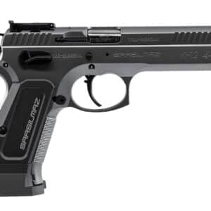 SAR USA K12STSP K12 Sport 9mm Luger 17+1 4.70" Stainless Target Crown Barrel, Stainless Steel Serrated Slide, Stainless Steel Frame w/Beavertail, Gray Polymer Grip, Right Hand