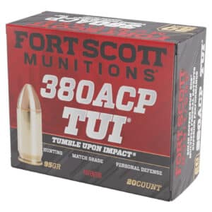 Fort Scott Munitions 380095SCV Tumble Upon Impact (TUI) 380ACP 95gr Solid Copper Spun 20 Per Box/25 Case