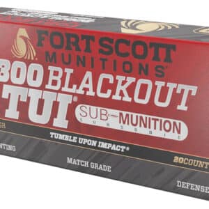 Fort Scott Munitions 300190SCVSS Tumble Upon Impact (TUI) Rifle 300Blackout 190gr Solid Copper Spun 20 Per Box/25 Case