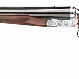 Rizzini USA 7001500 Rhino Express 500 Nitro Express 2rd 26" Gloss Blued 26" Chrome-Lined Barrel Coin Anodized Silver Engraved Steel Oiled Turkish Walnut Ambidextrous Hand