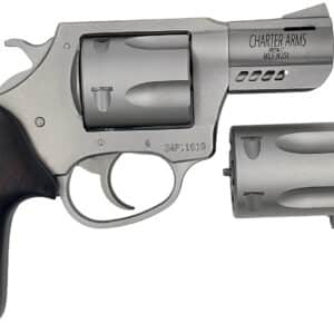 Charter Arms 73920 Double Dog Large 9mm Luger/357 Mag/38 Special 5 Shot 2.20" Overall Stainless Steel Ported Barrel, Cylinder & Frame, Walnut Grip, Exposed Hammer
