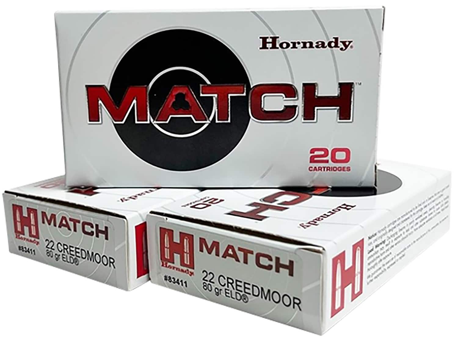 Hornady 83411 Match 22Creedmoor 80gr Extremely Low Drag-Match 20 Per Box/10 Case