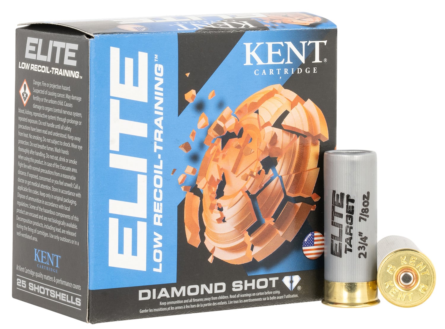 Kent Cartridge E12LB248 Elite 12Gauge 2.75" 7/8oz 8Shot 25 Per Box/10 Case
