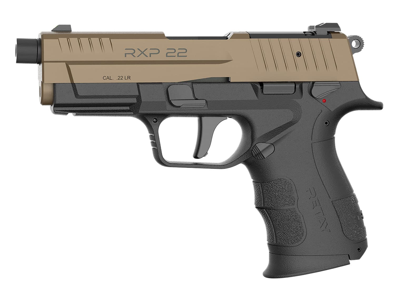 Retay USA RXP22BLKFDES10TH RXP 22 LR 10+1 4" Threaded Barrel, Flat Dark Earth Cerakote Optic Ready/Serrated Slide, Black Cerakote Polymer Frame w/Accessory Rail, RMR/RMSc Footprint