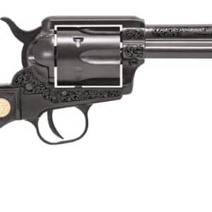 Chiappa Firearms 340340 1873 22 LR 6 Shot 4.75" Black Engraved Barrel, Black Cylinder, Black Engraved Alloy Frame, Black Plastic Grip, Exposed Hammer