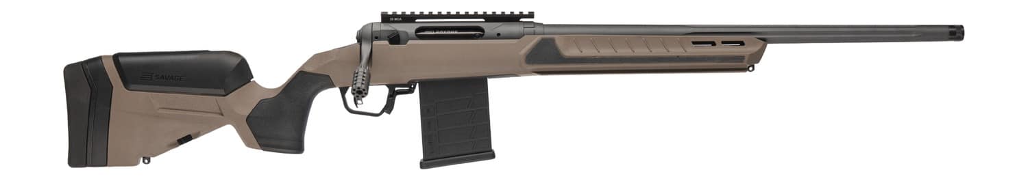 Savage Arms 32677 110 Core Tactical 6.5 PRC 7+1 24" Medium Heavy Fluted Barrel, Arca Rail Forend, Coyote Tan AccuStock w/AccuFit V2 Synthetic Stock, Right Hand