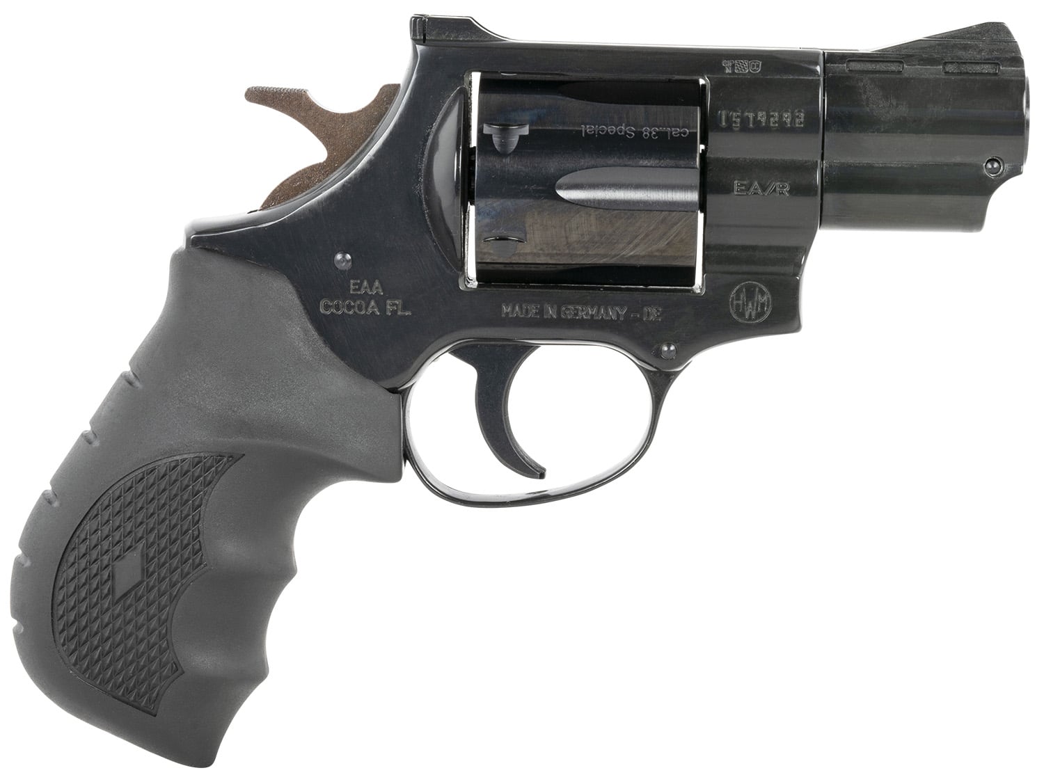 Weihrauch Guns 770125 Windicator 38 Special 6rd 2" Blued Steel Barrel & Cylinder, Compact Blued Steel Frame w/Exposed Hammer, Ramp Front/Fixed Rear Sights, Finger Grooved Black Rubber Grip