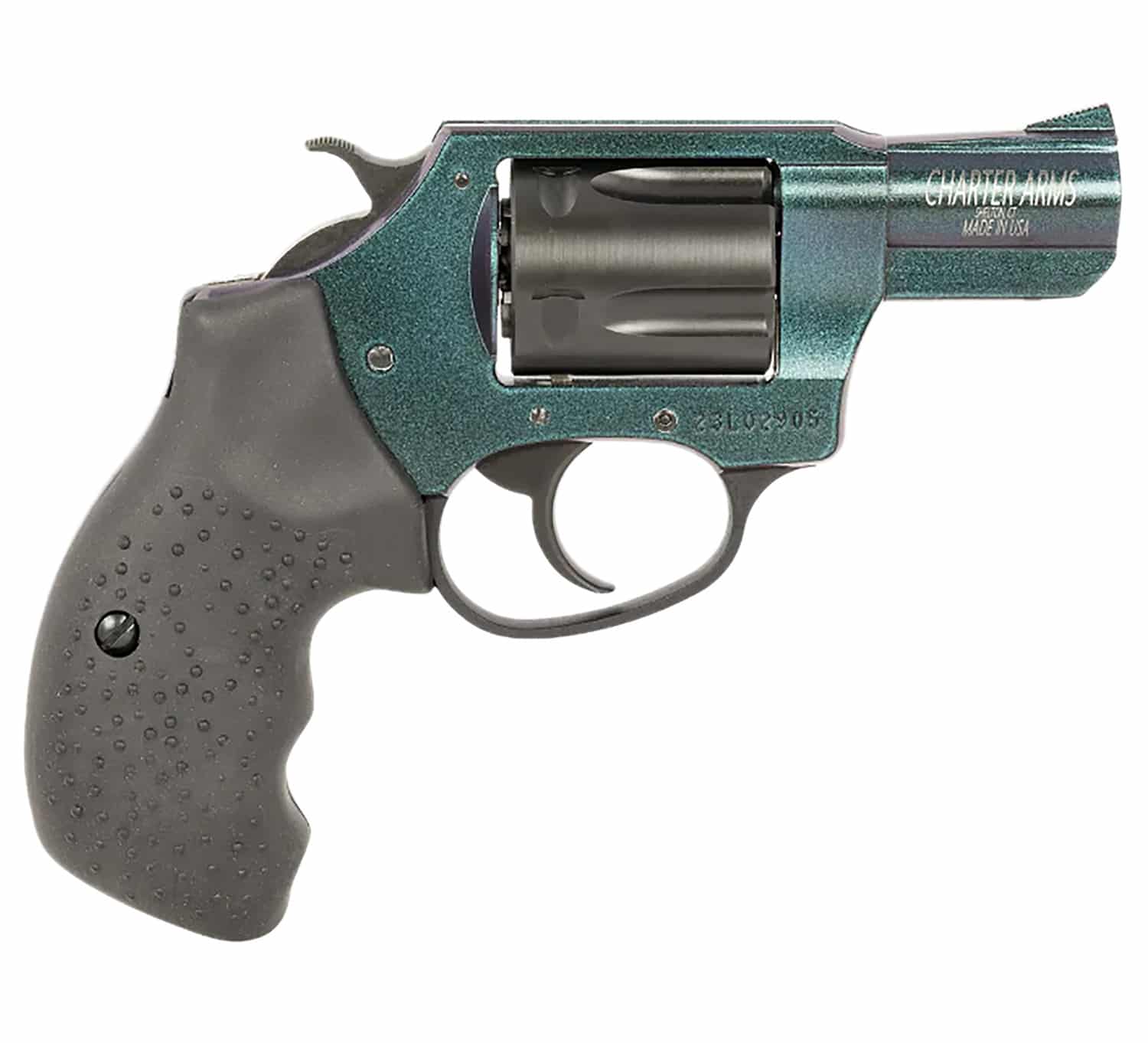 Charter Arms 25387 Undercover Chameleon 38 Special 5rd 2" Barrel, Overall Hi-Polished Iridescent Cerakote Finish, Standard Hammer, Finger Grooved Black Rubber Grip