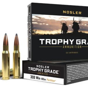 Nosler 60053 Trophy Grade 308 Win 165 gr Nosler Spitzer Partition 20 Per Box/ 10 Case