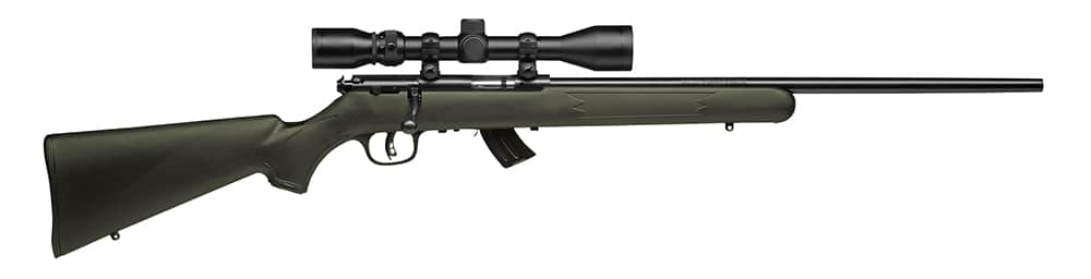 Savage Arms 26721 Mark II FXP Full Size 22 LR 5+1 21" Matte Black Sporter Barrel, Matte Black Drilled & Tapped Carbon Steel Receiver, Olive Green Fixed Synthetic Stock, 3-9x40mm Duplex Scope, Right Ha