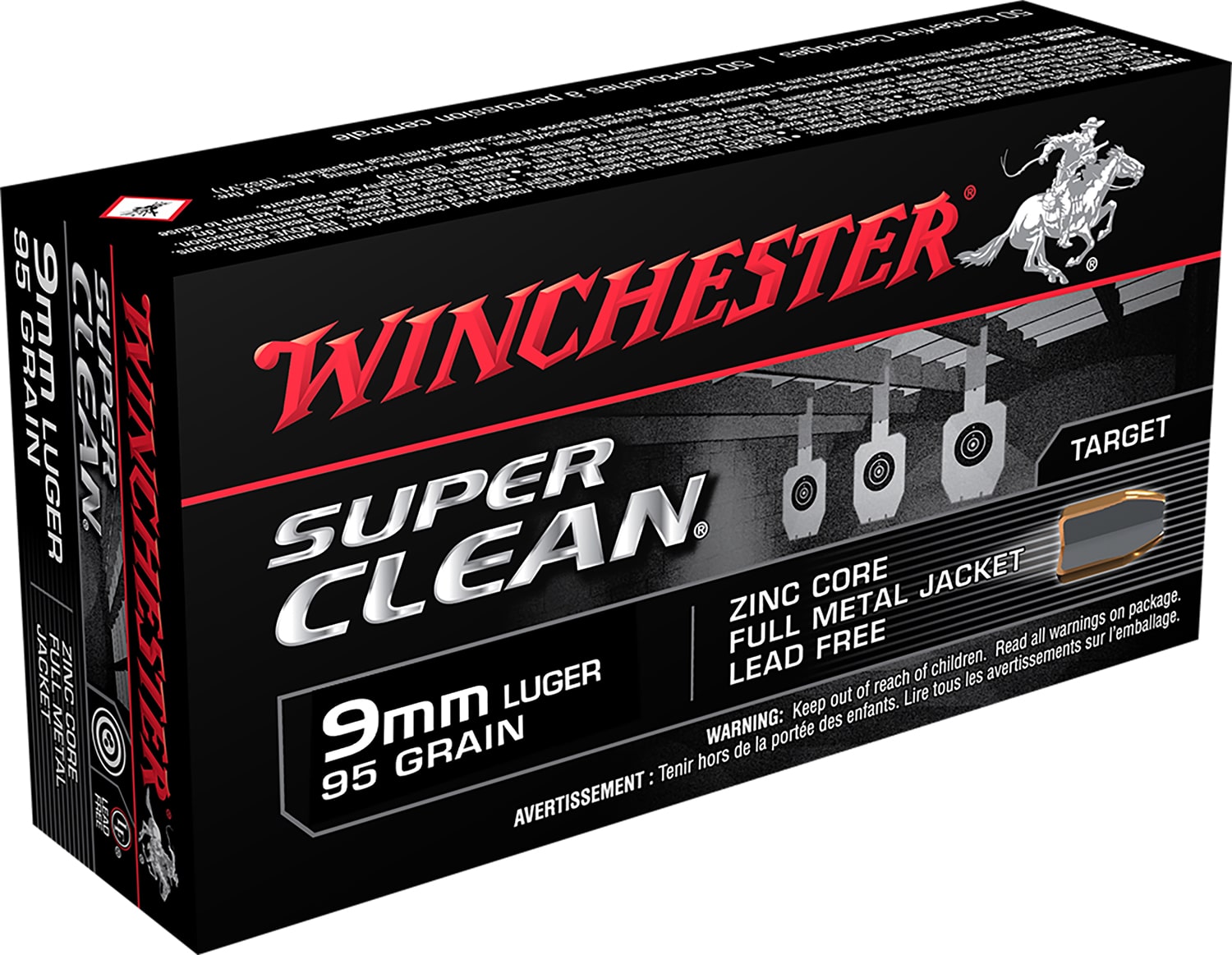Winchester Ammo W9MMLF Super Clean 9mmLuger 95gr Lead Free Full Metal Jacket 50 Per Box/10 Case