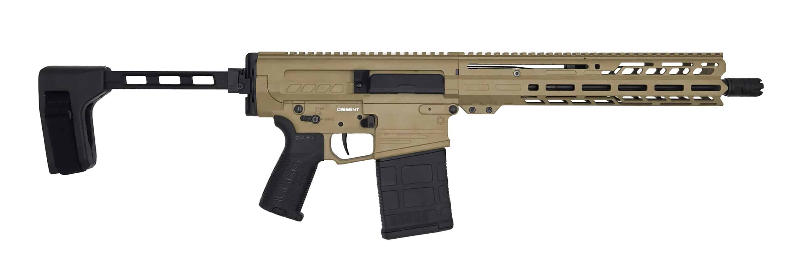 DISSENT Mk3 Pstl 8.6BLK 12.5" Brace Tan 20rd