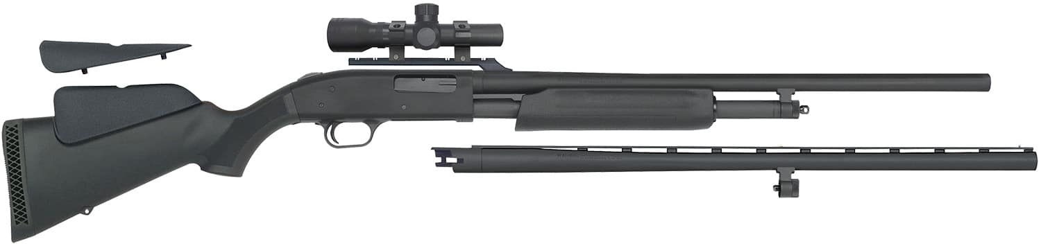 Mossberg 54047 500 Field/Deer Pump 20 Gauge 5+1 3" 26" Vent Rib/24" Slugster Barrels, Matte Blued Metal Finish, Synthetic Dual Comb Stock, Includes Accu-Set Chokes & Dead Ringer 2.5x20mm Scope