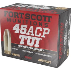 Fort Scott Munitions 450180SCV Tumble Upon Impact (TUI) 45ACP 180gr Solid Copper Spun 20 Per Box/25 Case