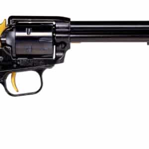 Heritage Mfg RR22B4-GLD Rough Rider 22 LR 6 Shot 4.75" Black Oxide Alloy Steel Barrel, Black w/Gold Accents Zinc Alloy Frame, Black Oxide Cylinder, Black Laminate Wood Grip