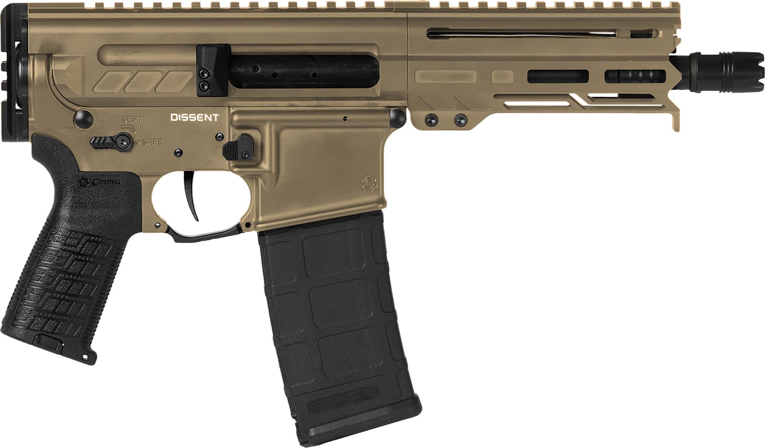 CMMG 30A0E33CT Dissent MK4 300 Blackout 30+1 6.50", Coyote Tan Cerakote Rec, OEM Grip, Picatinny Buffer Adapter, Zeroed Drop-In Single Stage Trigger
