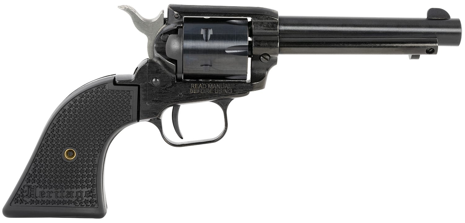 Heritage Mfg RR22B4PG Rough Rider 22 LR 6 Shot, 4.75" Black Steel Barrel, Black Cerakote Zinc Alloy Frame, Black Cerakote Cylinder, Black Polymer Grip, Hammer/Thumb Safety, Exposed Hammer