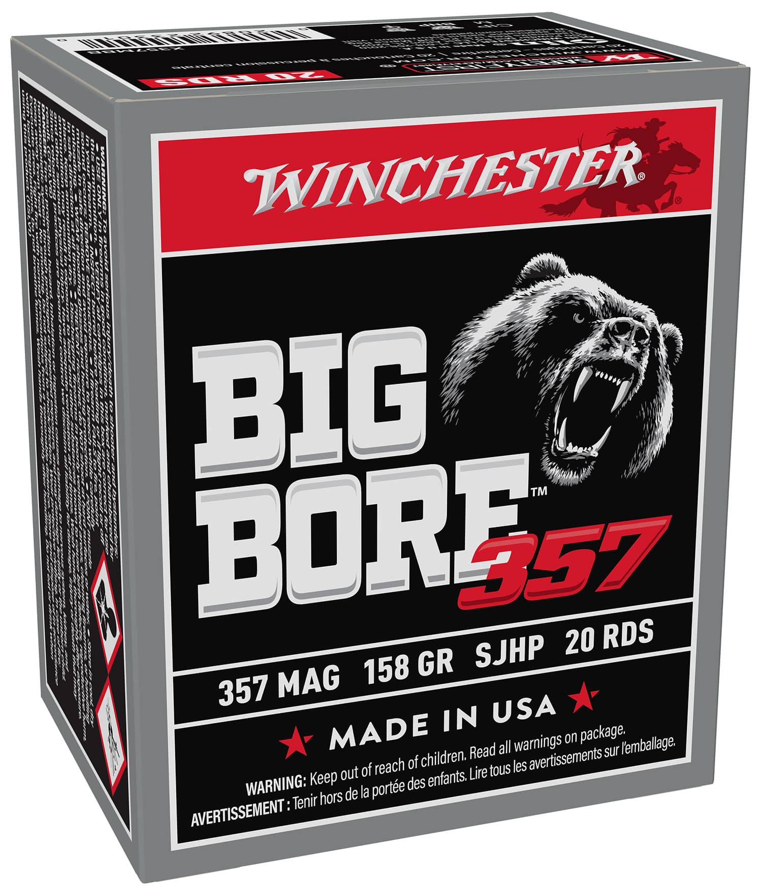 Winchester Ammo X357MBB Big Bore 357Mag 158gr Semi Jacketed Hollow Point 20 Per Box/10 Case
