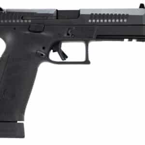 CZ-USA 91556 P-10 F 9mm Luger 21+1 5.10" Black Threaded Barrel, Black Nitride Steel Optic Ready/Serrated Slide, Black Polymer Frame w/Picatinny Rail, Interchangeable Backstrap Grip, Ambidextrous
