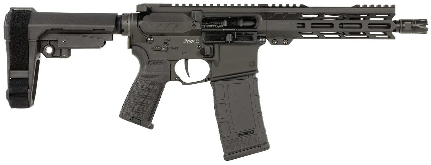 CMMG 30AF20AAB Banshee MK4 300 Blackout 30+1 8" Black Nitride Medium Taper Threaded Barrel, EML 7" M-LOK Handguards, Black Armor Cerakote Aluminum Picatinny Rail Receiver, CMMG Zeroed Grips
