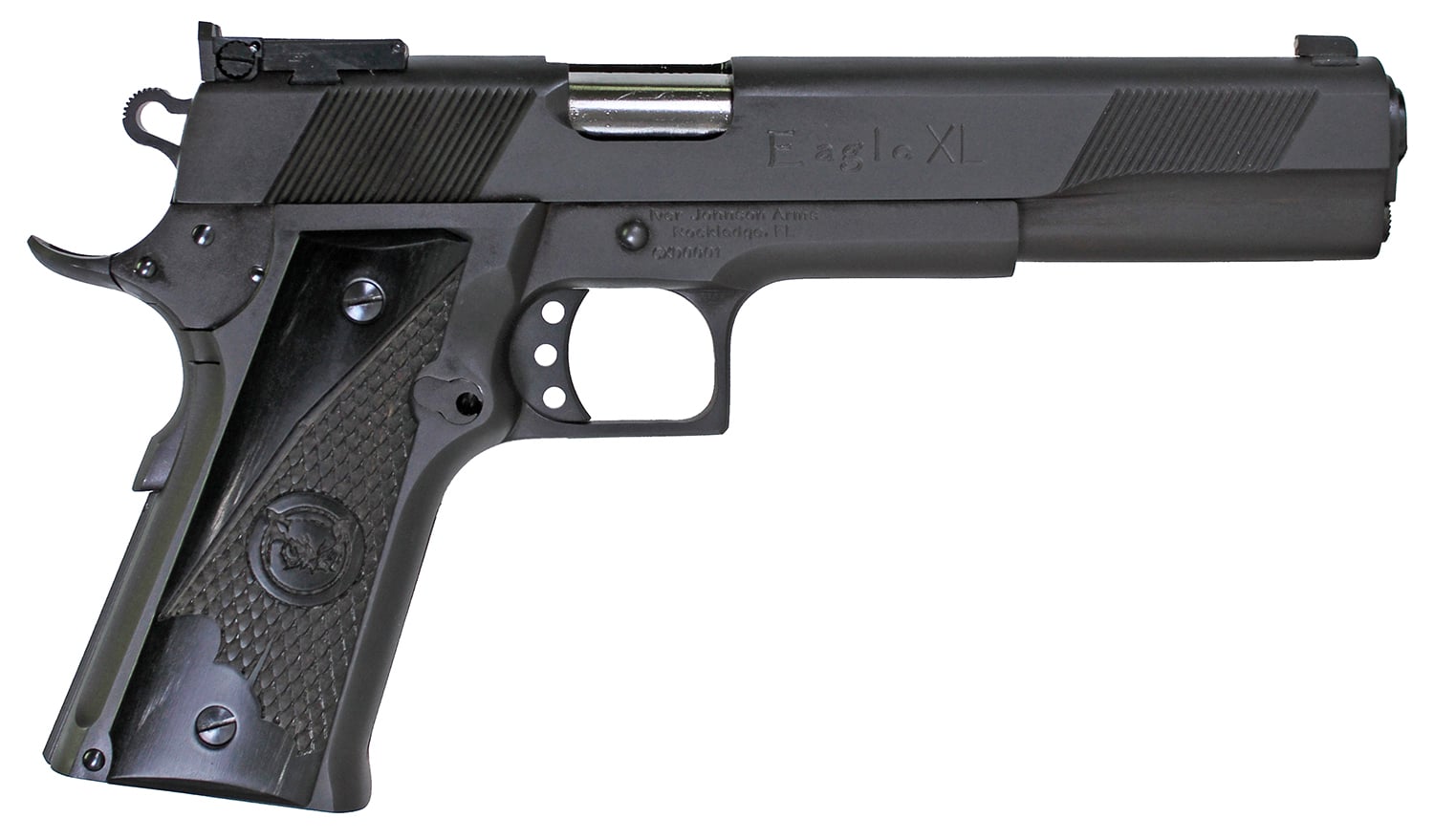 Iver Johnson Arms EAGLEXLDS Eagle XL 45 ACP 14+1 6" Stainless Steel Barrel, Matte Black Steel Serrated Slide, Matte Black Steel Frame w/Beavertail, Black G10 Grip