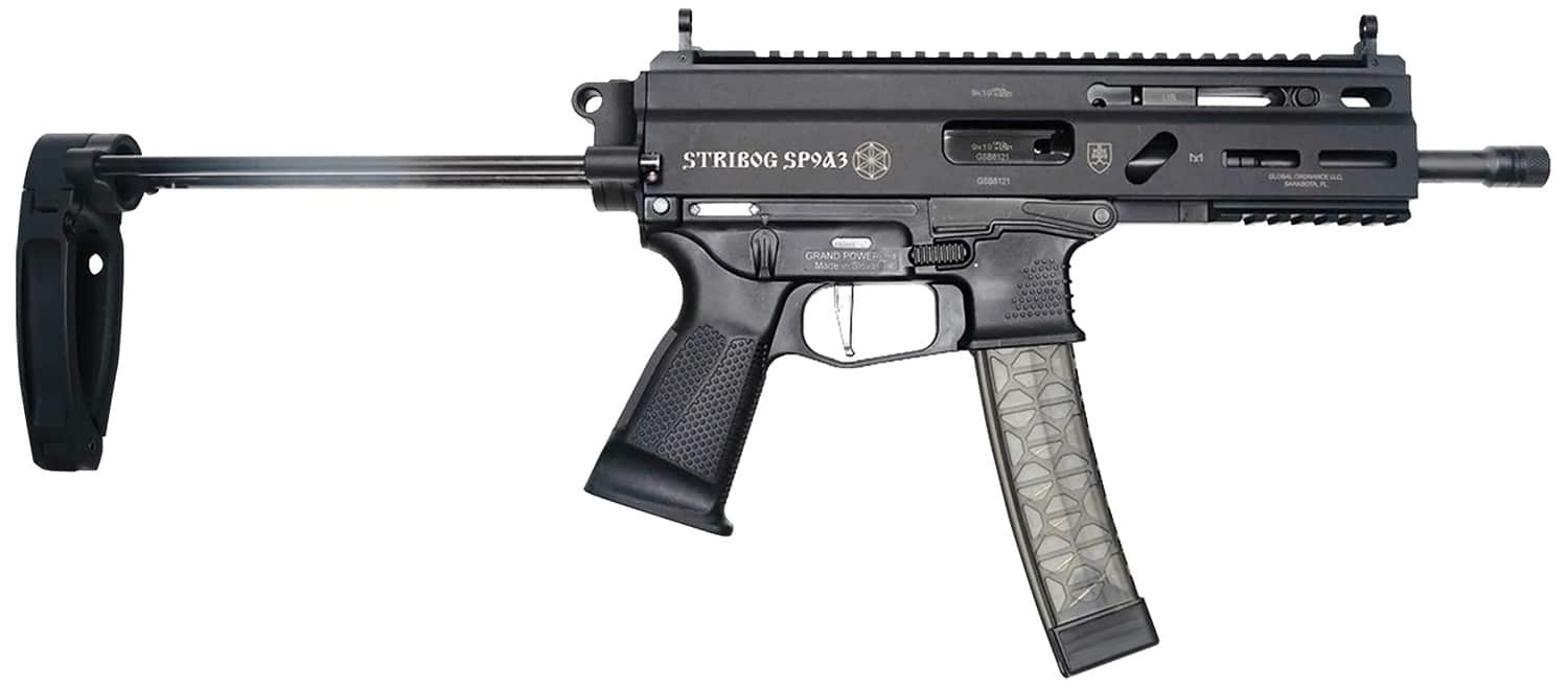 Grand Power 850003223124 Stribog SP9A3 9mm Luger 30+1 Black PDW Tailhook Brace